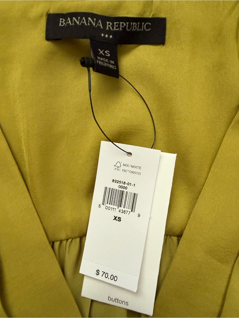 NWT Chartreuse LS Blouse, Office, Boho, Satin-like, Trending Color - Picture 2 of 8